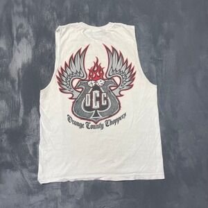 Vintage Orange County Choppers Muscle Tee Mens M White 2000s Y2K OCC Biker Shirt